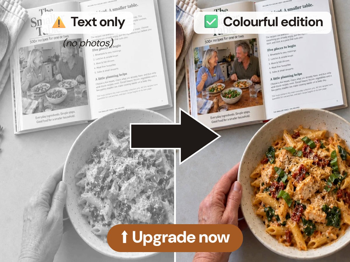 Text only vs colourful edition of The Smaller Table